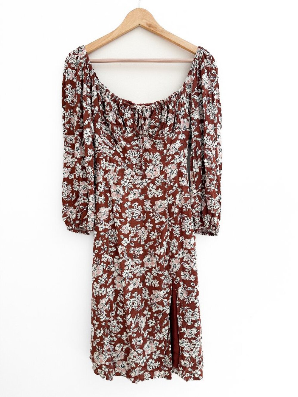 Altar'd State Amelia Floral Midi Dress Brown Rust - Size S